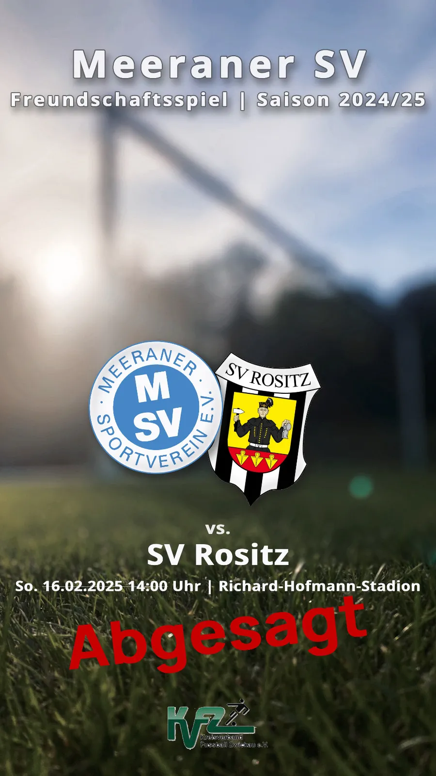 Heimspiel gegen den SV Rositz abgesagt